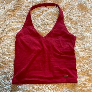 Red Hollister Cropped halter top
